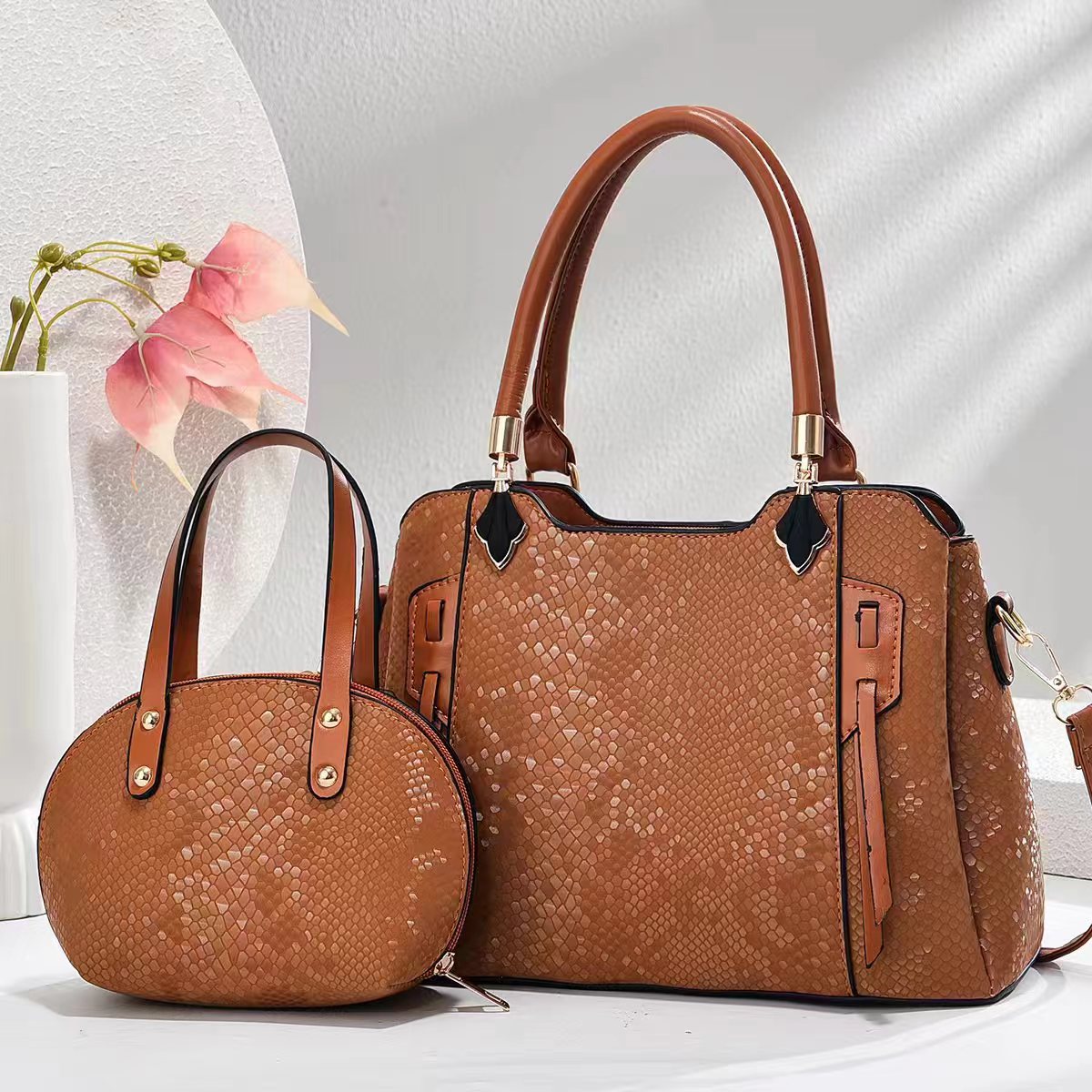 Bolso de mano bolso de comercio exterior con patrón de serpiente bolso de madre e hijo tendencia europea y americana comercio exterior Taizhou bolso de mujer textura PU bolso de hombro bags