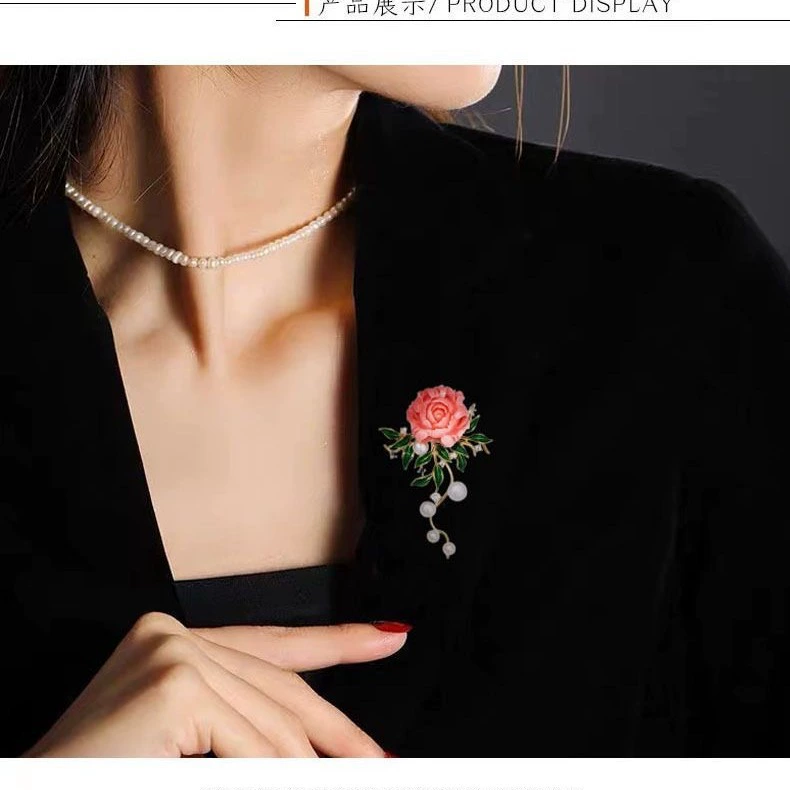 Festive retro brooch from pearl, high-end accessory, Birthday gift, wholesale