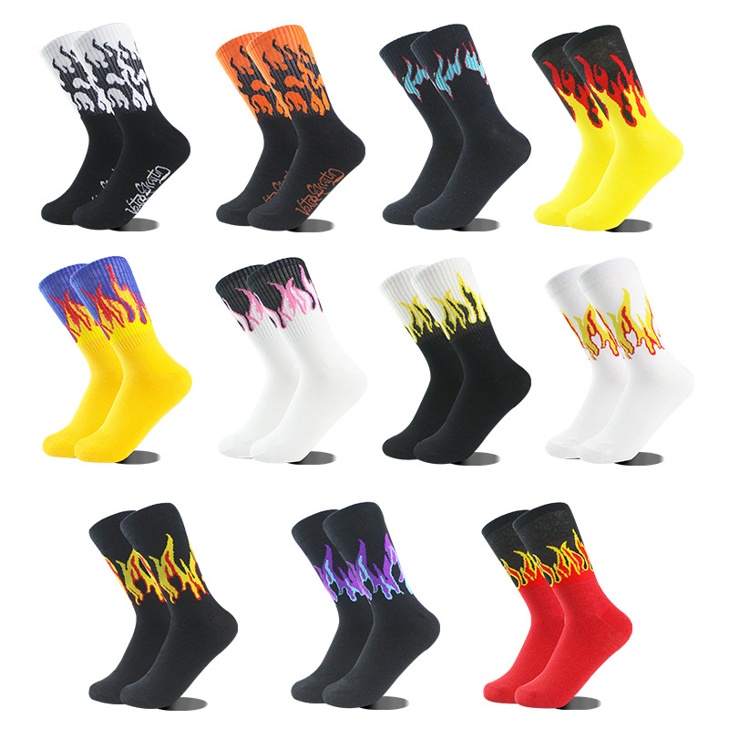 Unisexe Style Simple Flamme Coton Crew Socks Une Paire display picture 1