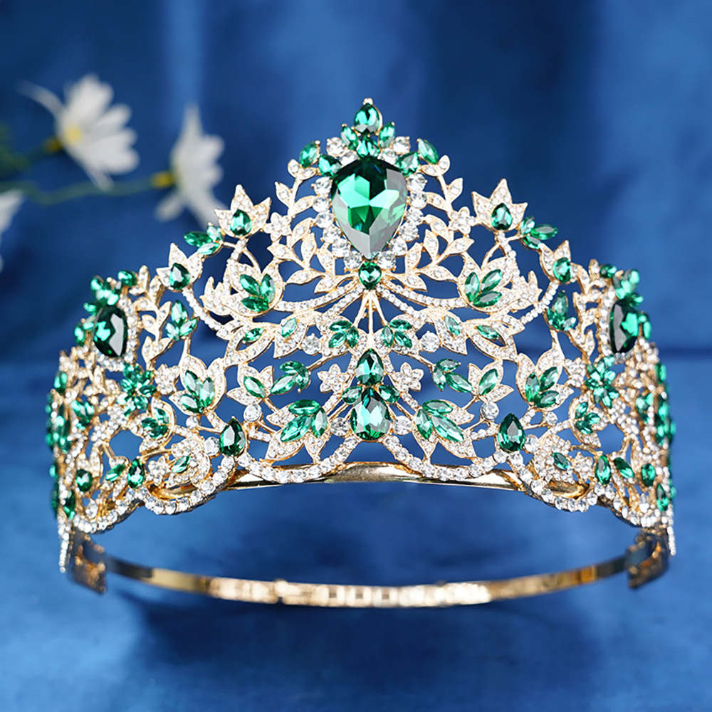 Corona de novia europea y americana ajustable gran cristal coronas redondas Miss Mundo coronas barrocas para el cabello