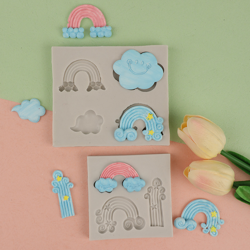 Nube Arco Iris flujo de aire modelado molde silicona DIY creativo hornear Decoración Accesorios fondant pastel chocolate