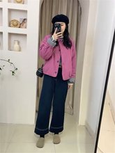 袖口撞色拼接棉服外套女夹棉春夏新款韩版休闲轻薄短款小棉袄