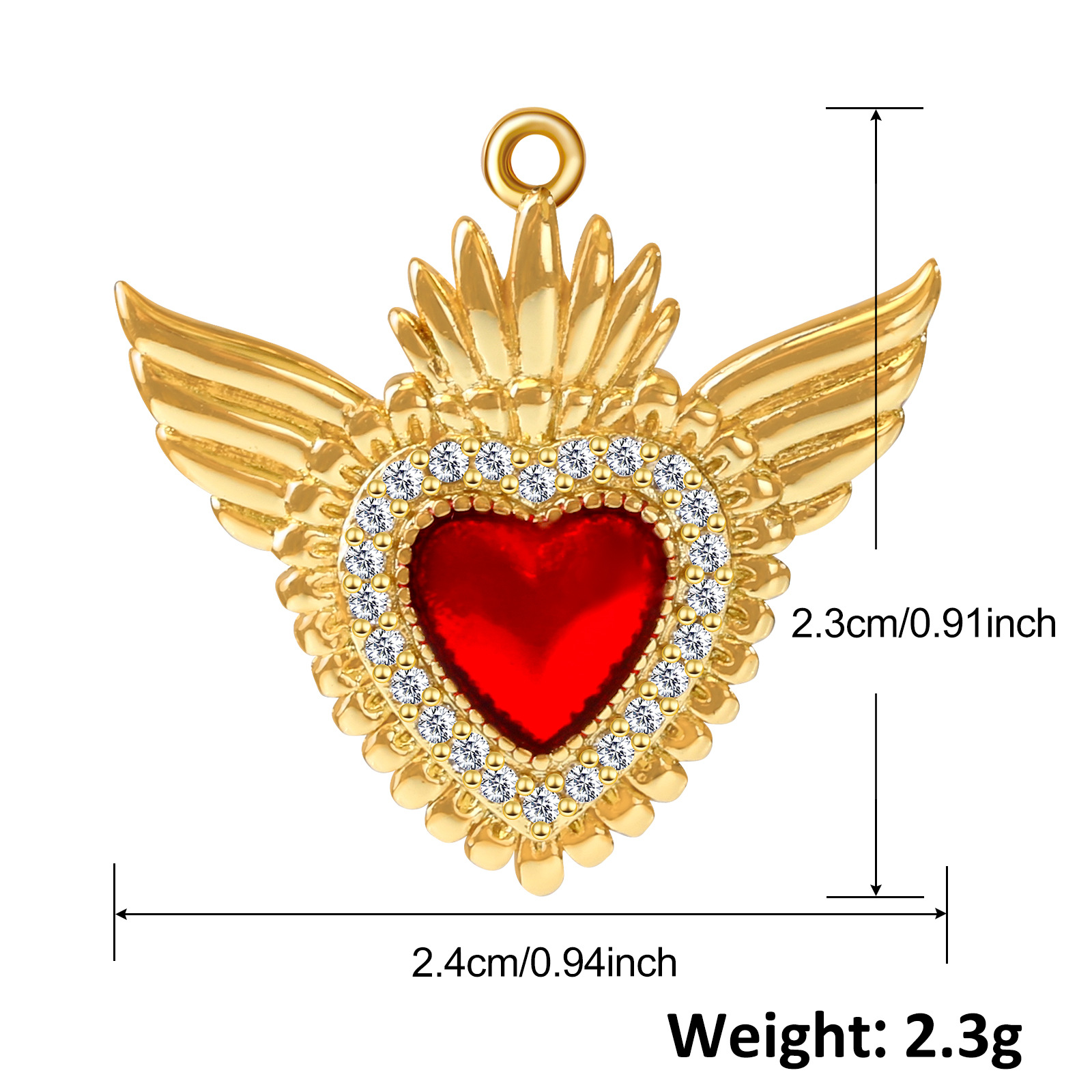 1 Stück 15*28mm 20*17mm 30*14mm Kupfer Juwel Vergoldet Kreuzen Herzform Flügel Poliert Anhänger display picture 2