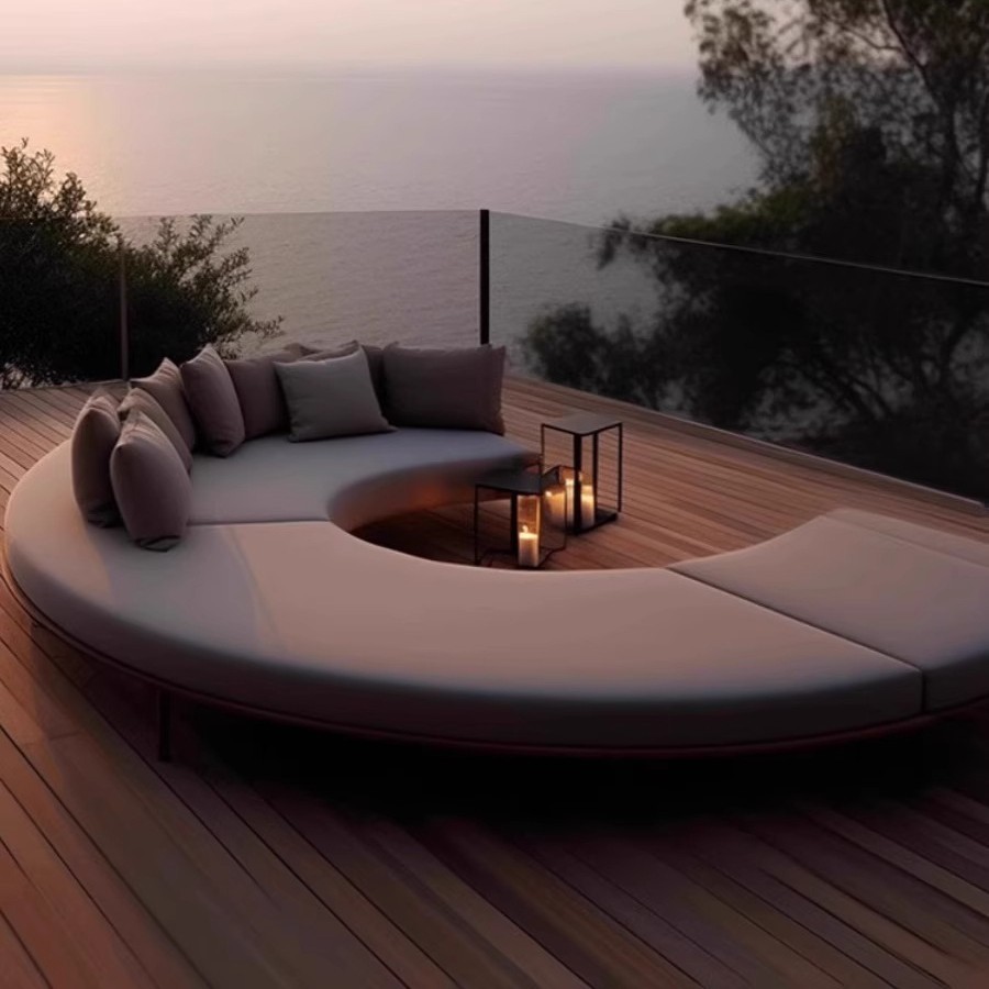 Sofá al aire libre Villa de madera maciza combinación de ocio tarjeta impermeable muebles mesas de té jardín al aire libre terraza teca