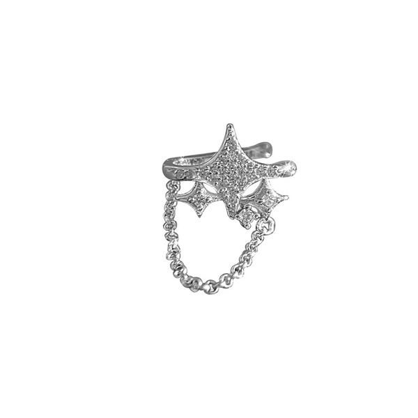 Platinum ear clips with tassels