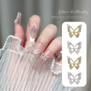 Internet Celebrity Butterfly Nail Art Jewelry New Alloy Bow Flash Point Diamond Butterfly Nail Jewelry Wearable Decoration