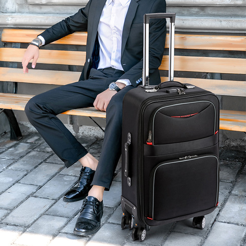 Large-capacity suitcase men's sturdy trolley case Oxford cloth universal wheel password travel box women's leather suitcase 28 inches