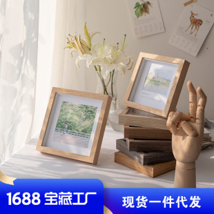 Factory wholesale square photo frame decoration table wall-mounted carved logo6-inch 8-inch simple European-style photo frame decoration table