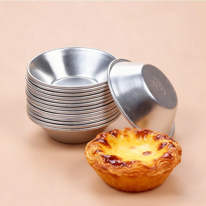 Baking tools: round egg tart molds, aluminum alloy egg tart molds, small pudding molds, Portuguese tart trays, rice cakes, reusable
