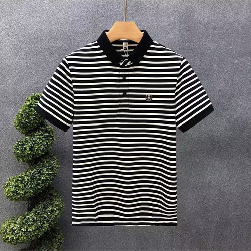 Fashion Striped Short-Sleeve T-Shirt Polo Under Shirt Men's Casual Half-Sleeve Men's T-Shirt Top
