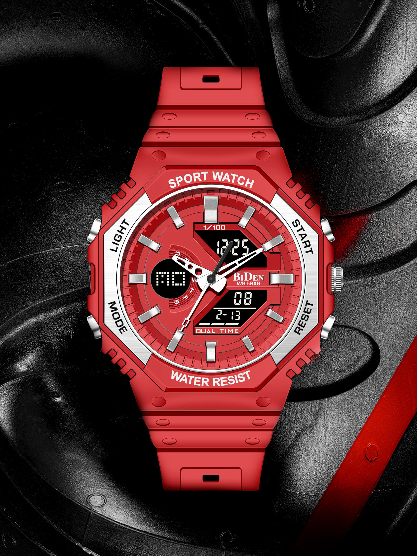 Biden multifunción impermeable deportes reloj electrónico luminoso doble pantalla resistente a la caída estudiante reloj de moda R005