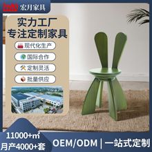 实木儿童兔耳椅卡通造型椅现代简约幼儿园家居家具环保安全宝宝椅