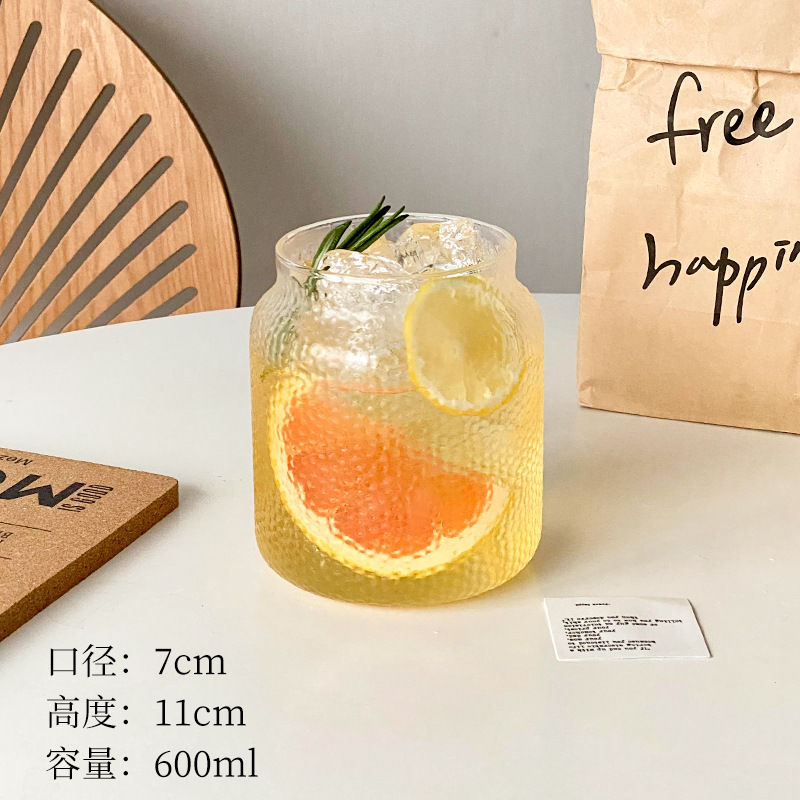 Inswind Red Hot Restaurant Taza de vidrio resistente al calor Taza de menú de frutas de gran capacidad Taza de café de hielo americano Taza de bebida de jugo