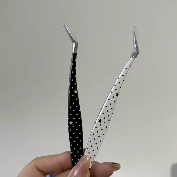 Black and white polka dot star tweezers, high aesthetic value, gold feather clip, handmade false eyelash extensions, DIY sticker tool for journaling