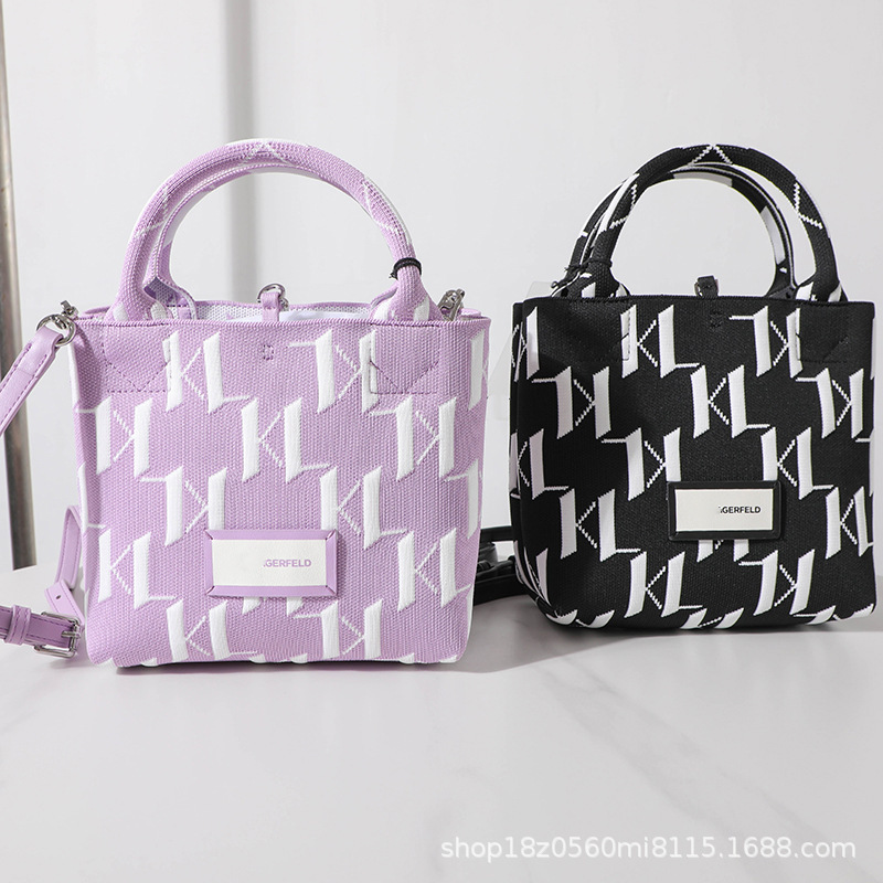 American K'Er~Women's Fashion Leather Knitted Face Woven Full Letter Hand-Held Shoulder Tote Bag 2015