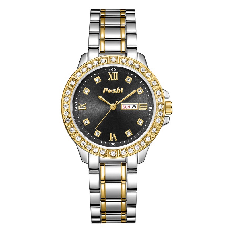 Poshi nuevo reloj de mujer casual correa de acero reloj de moda hombres de negocios reloj de cuarzo impermeable