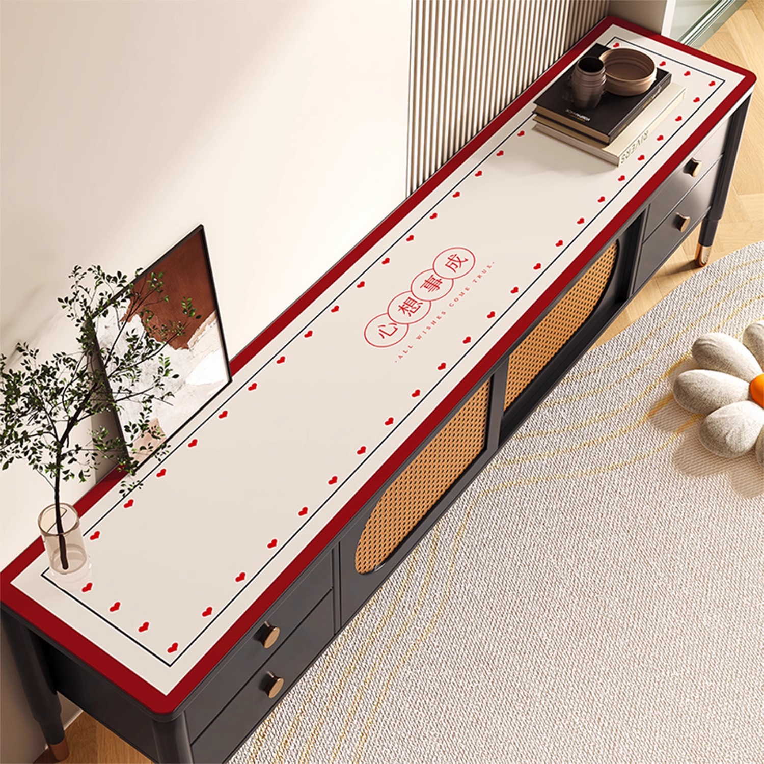 Lujo ligero TV gabinete mesa estera Luz de lujo de alto grado a prueba de aceite a prueba de agua desechable aparador gabinete de zapatos de tela estera de protección de escritorio