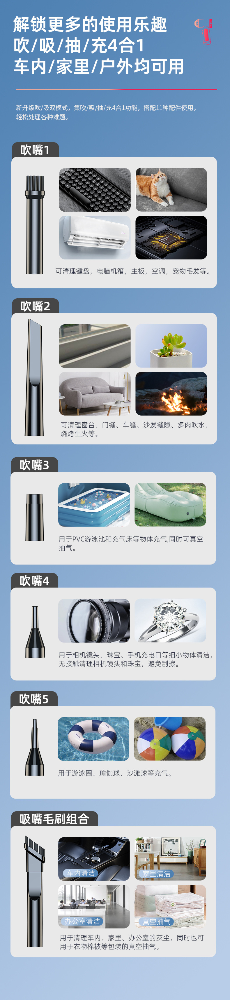 Cross-Border Car Vacuum Cleaner Three-Speed High-Power Led Lighting Long-Life Portable Handheld Car Vacuum Cleaner