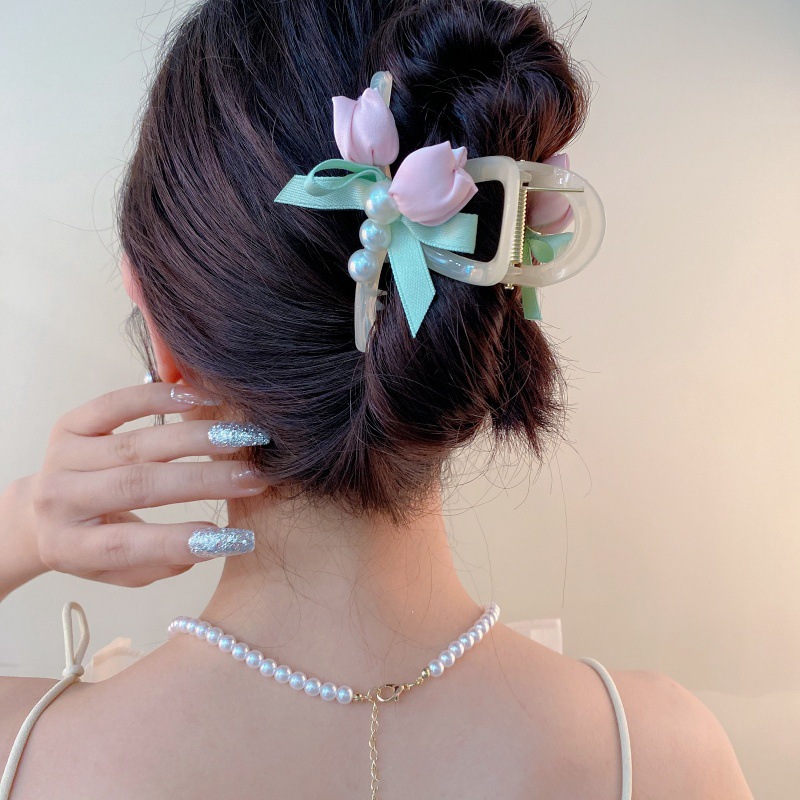 Tulipan temperamento universal super cabello de inmortalidad atrapar dulce chica rosa cabello de pinza de pez adornamiento para el cabello