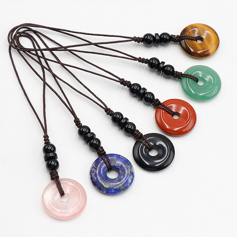 Natural crystal stone 20mm safety buckle keychain pendant bag ornaments cross-border supply DIY ornaments