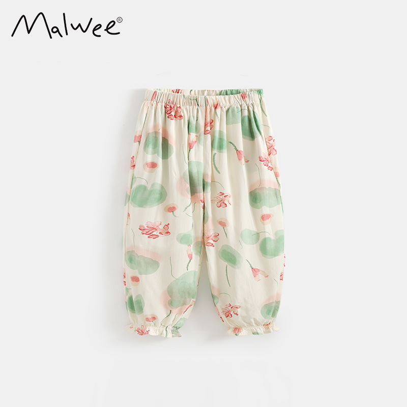 Transfronterizo malwee pantalones de aire acondicionado para niñas verano nuevo pantalones de cintura elástica para niños pequeños y medianos en Europa y Estados Unidos pantalones anti-mosquitos image 6