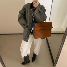 2025秋冬新款韩国东大门复古高级气质翻领中长款显瘦羊毛大衣外套