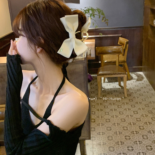 Large bow metal hair catcher female hair clip temperament net red hair catch back of head clip shark clip headwear
