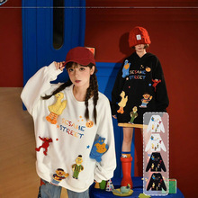 潮酷* 穿搭加绒连帽卫衣女学生装秋冬季新款宽松休闲上衣百搭女装