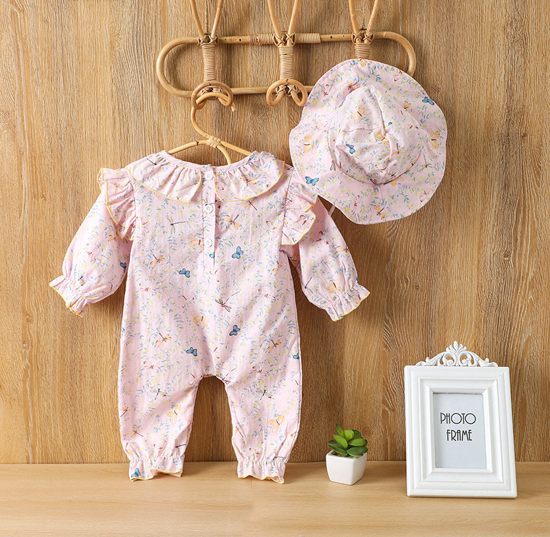 2022 estilo coreano bebé niñas bebé floral largo escalada mono ins recién nacido bebé con capucha mameluco moda