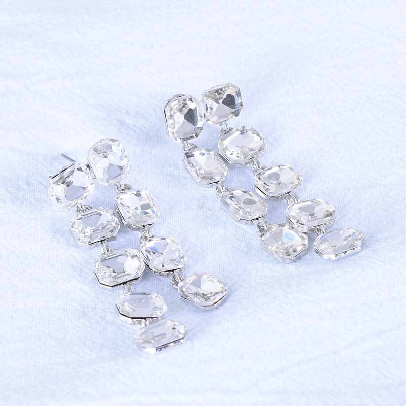 Bijoux En Gros Style Ig Brillant Carré Alliage Strass Placage Incruster Boucles D'oreilles display picture 5