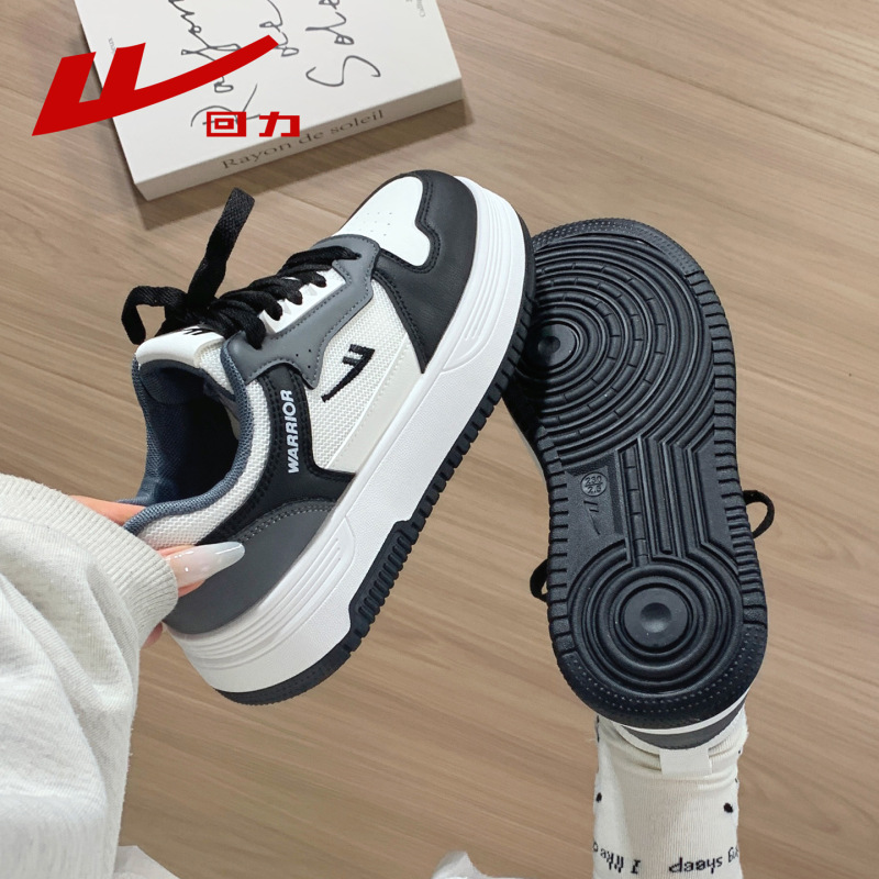 Warrior 2026 Summer New Cream-Style Trendy White Sneakers for Women, Thick-Soled Couple's Sneakers, Black and White Panda Board Shoes Warrior 2026 Summer New Cream-Style Trendy White Sneakers for Women, Thick-Soled Couple's Sneakers, Black and White Panda Board Shoes