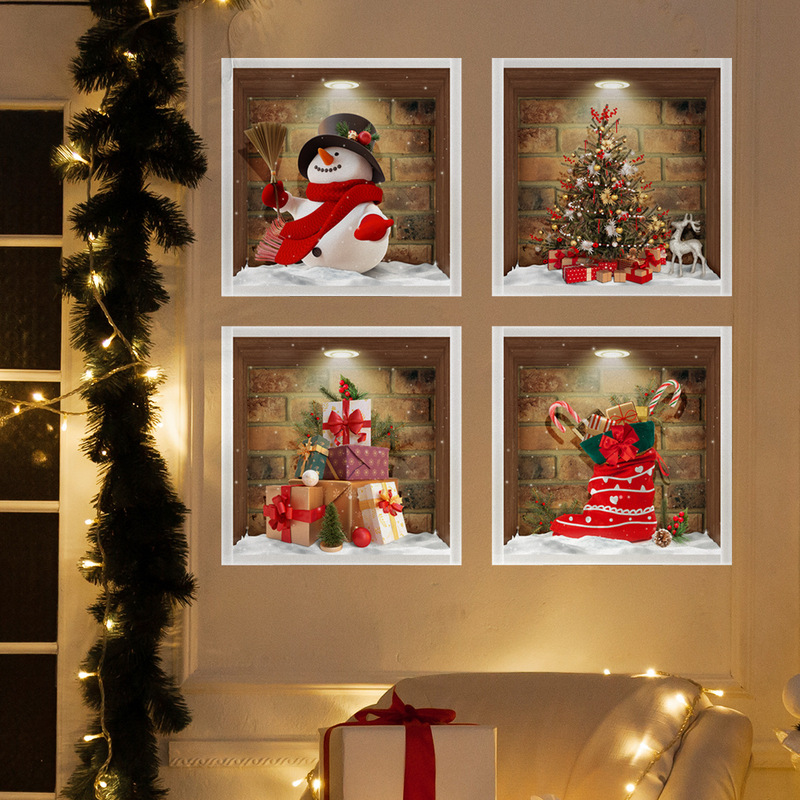 Christmas tree snowman gift Christmas holiday atmosphere decorative stickers home background wall decorative stickers self-adhesive wholesale Christmas tree snowman gift Christmas holiday atmosphere decorative stickers home background wall decorative stickers self-adhesive wholesale