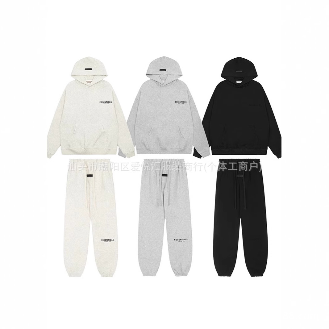 2024 가을과 겨울 새로운 미국 복고풍 레저 스포츠 느슨한 후드 스웨터 세트 남녀 패션