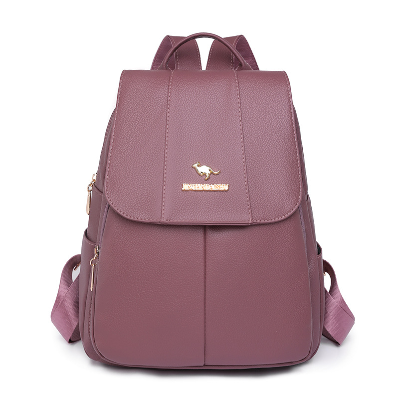 Amazon nueva mochila de cuero suave para mujer casual moda retro de gran capacidad mochila de viaje al aire libre mochila escolar de moda