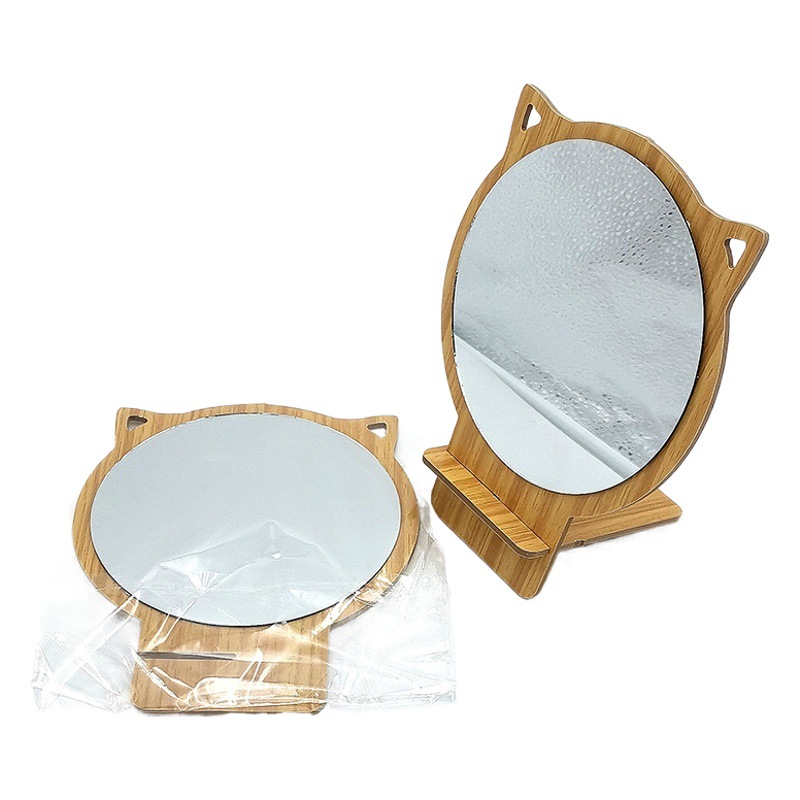 N3336 espejo de mesa de bambú de dibujos animados C espejo de maquillaje Espejo de belleza espejo portátil 2 yuanes tienda de necesidades diarias suministro