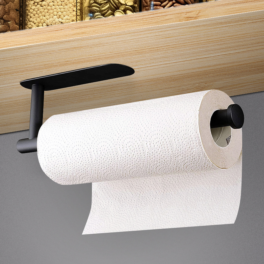 Transfronterizo de acero inoxidable toallas de cocina sin perforación estante de toallas de papel de gabinete estante de papel de rollo estante de toallas de pared de baño