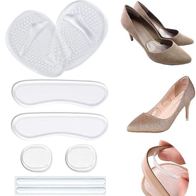 Утолщенные гелевые трехкомпонентные противоизносные наклейки на пятку, клейкие наклейки на пятку, облегчающие давление противоскользящие туфли на высоком каблуке, подушечки половинного размера на передней части стопы