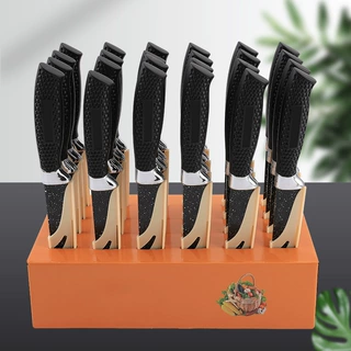 网纹柄多用刀24件家用厨房工具水果刀厨房削皮刀彩色展示盒套装