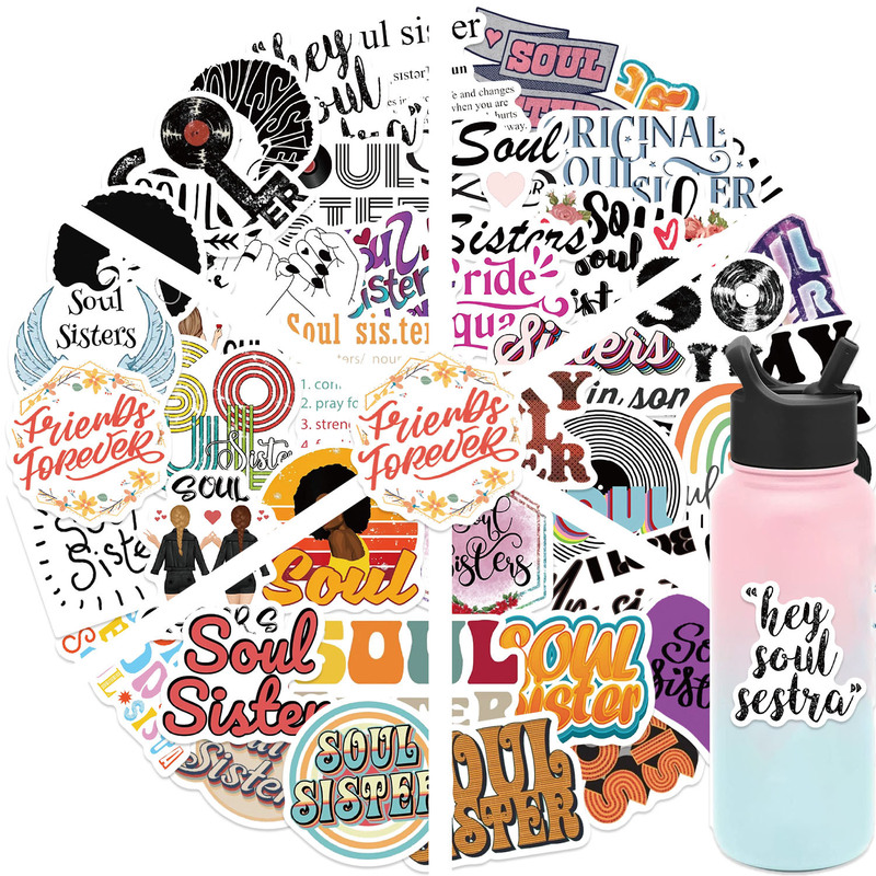 50 Soul Sisters Series Stickers Decorative DIY Phone Case Water Cup Luggage Notebook Waterproof PVC Stickers