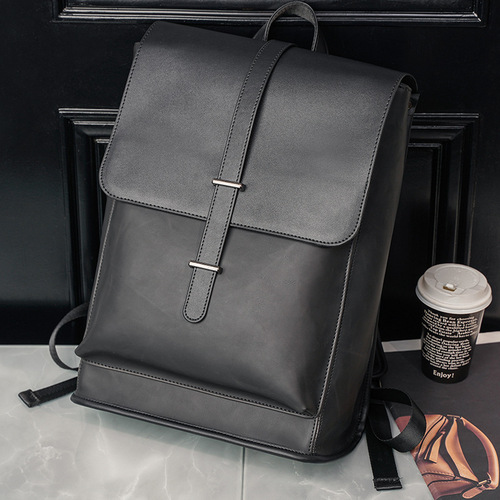 2024 New Trendy Backpack Korean Style Fashionable Men's Bag Leather Casual Large Capacity School Bag Computer Backpack