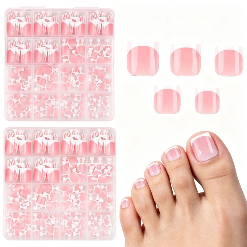 Cross-border, Instagram-inspired French-style nail tips, 160 pieces per box, short length, nude color, for toenails Cross-border, Instagram-inspired French-style nail tips, 160 pieces per box, short length, nude color, for toenails