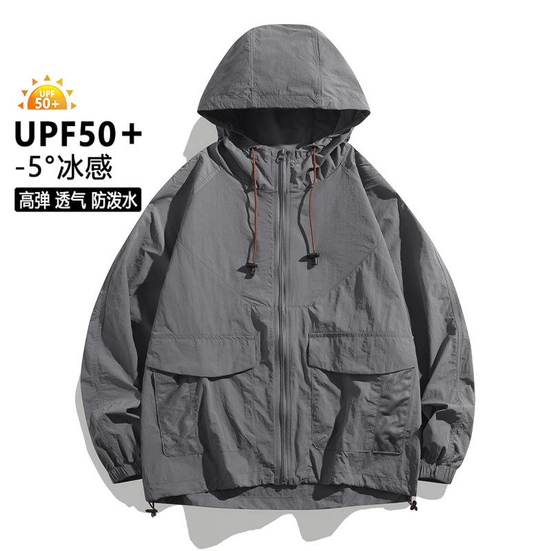 冰丝防晒衣男夏季户外UPF50+抗紫外线防水工装情侣防晒服皮肤衣男