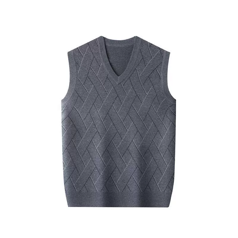 恒源祥 Demi-season woolen vest sleevless, knitted sweater for leisure, V-neckline, increased thickness