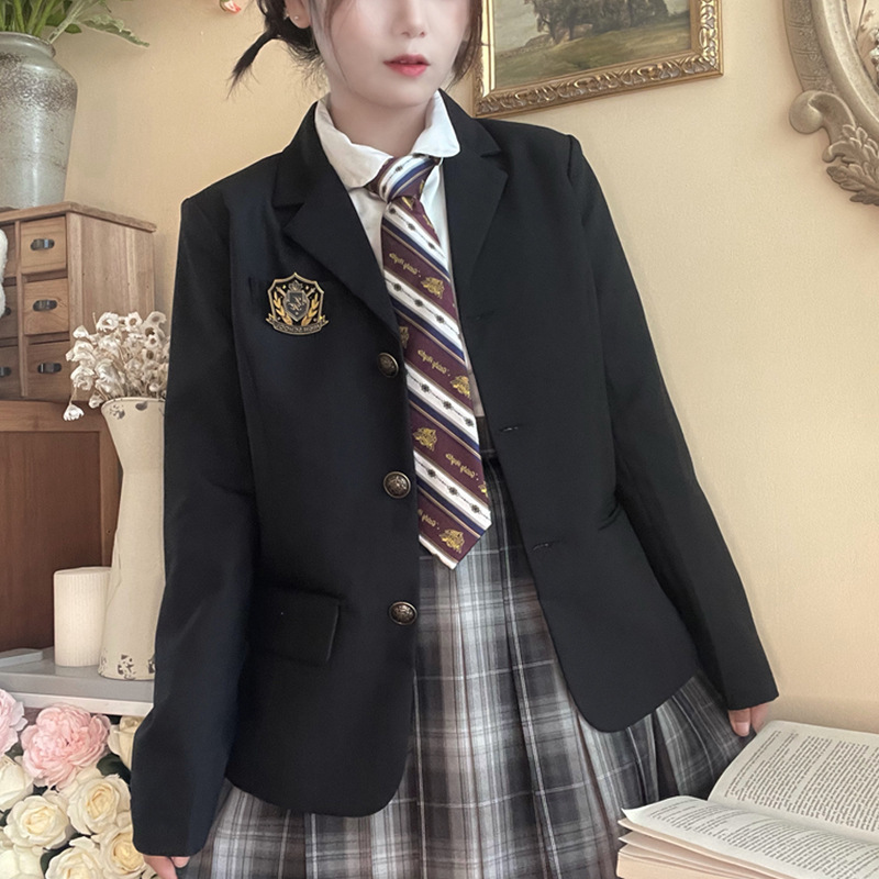 Japanese Original Jk Blazer Basic Style Female Student Black Long College Style Uniform Suit Spring New Model