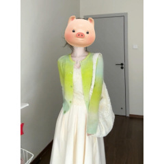 2021年超人気で超見栄えの良い小さな香りのブルーのニットセーター花柄サスペンダースカートの2点セットを春にマッチします。