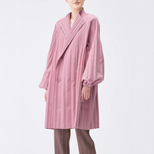 高端褶皱风衣外套女中长款高级感大码女装宽松气质外贸女装热卖款