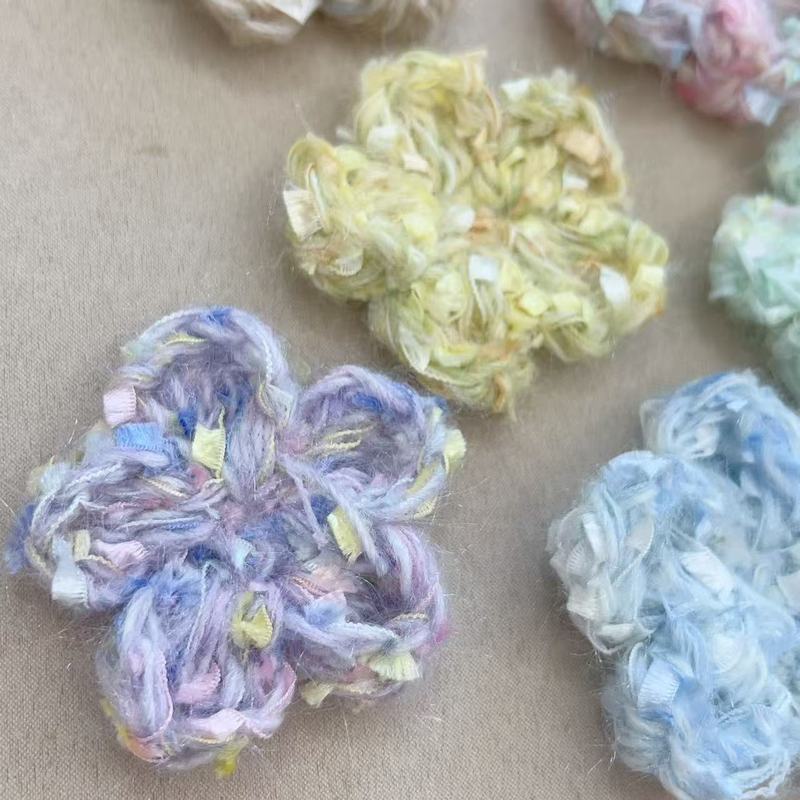 2025年新款梦幻混色毛线钩织花朵手工DIY服饰发饰包包装饰辅料|undefined