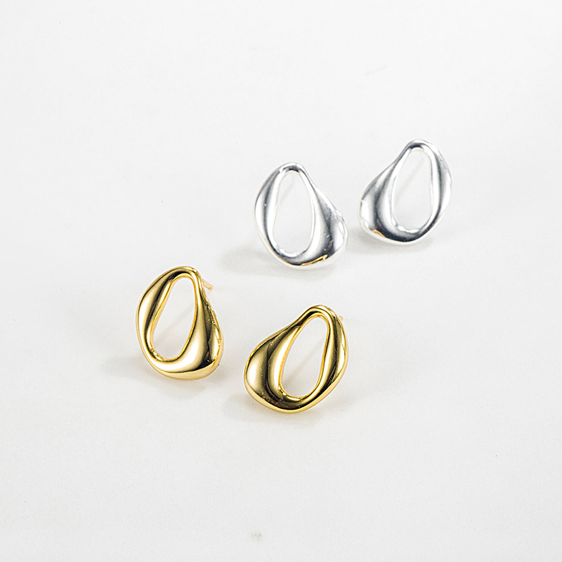 Electroplating Gold Plating Process 925 Sterling Silver Ear Needle Material 1 Pair 18K Gold Plated Silver Plated 925 Sterling Silver Geometric Earrings Ear Studs