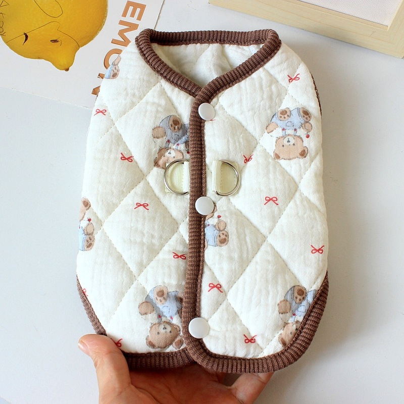 韩版宠物衣服猫咪冬季加厚保暖秋冬装泰迪比熊狗狗背开马甲棉背心|undefined