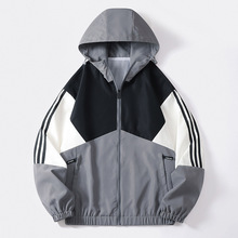 跨境批发光板二开三条杠外套男2024新款春秋季青少年男装一件代发